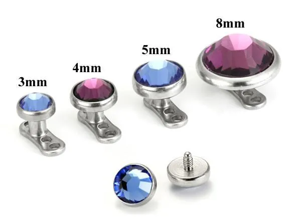 14g - 12g Internally Threaded 4mm Magnetic Jewel Top for Magnetic Base - Price Per 1