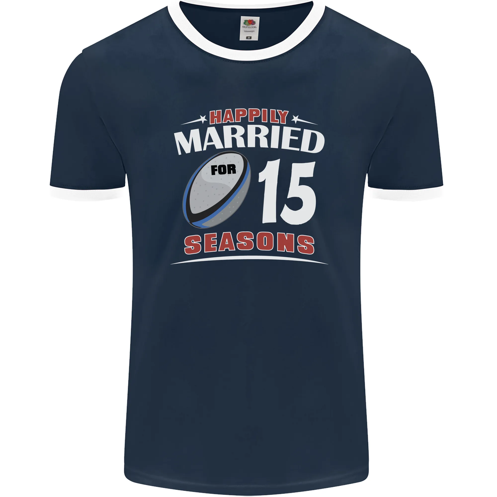 15 Year Wedding Anniversary 15th Rugby Mens Ringer T-Shirt FotL