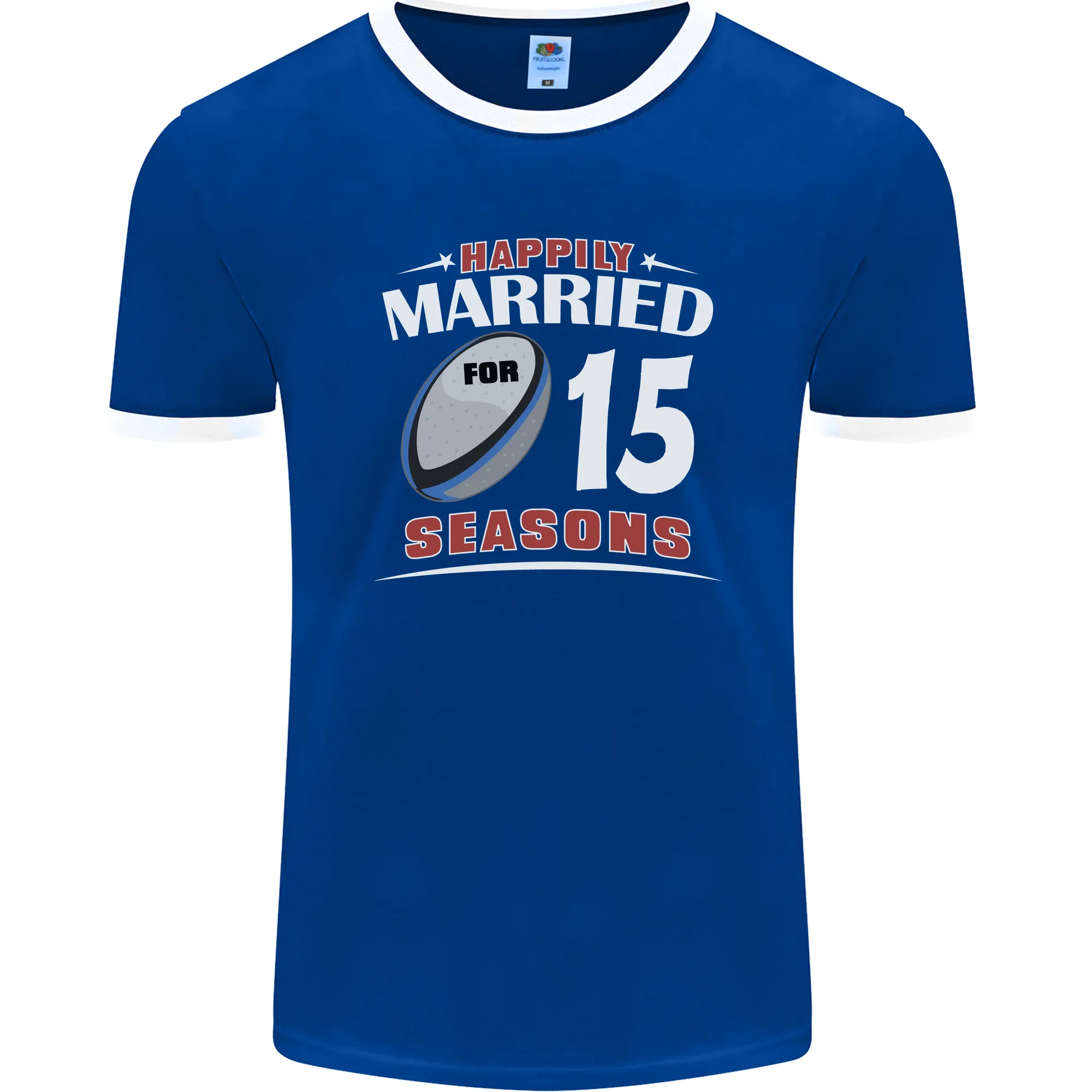 15 Year Wedding Anniversary 15th Rugby Mens Ringer T-Shirt FotL