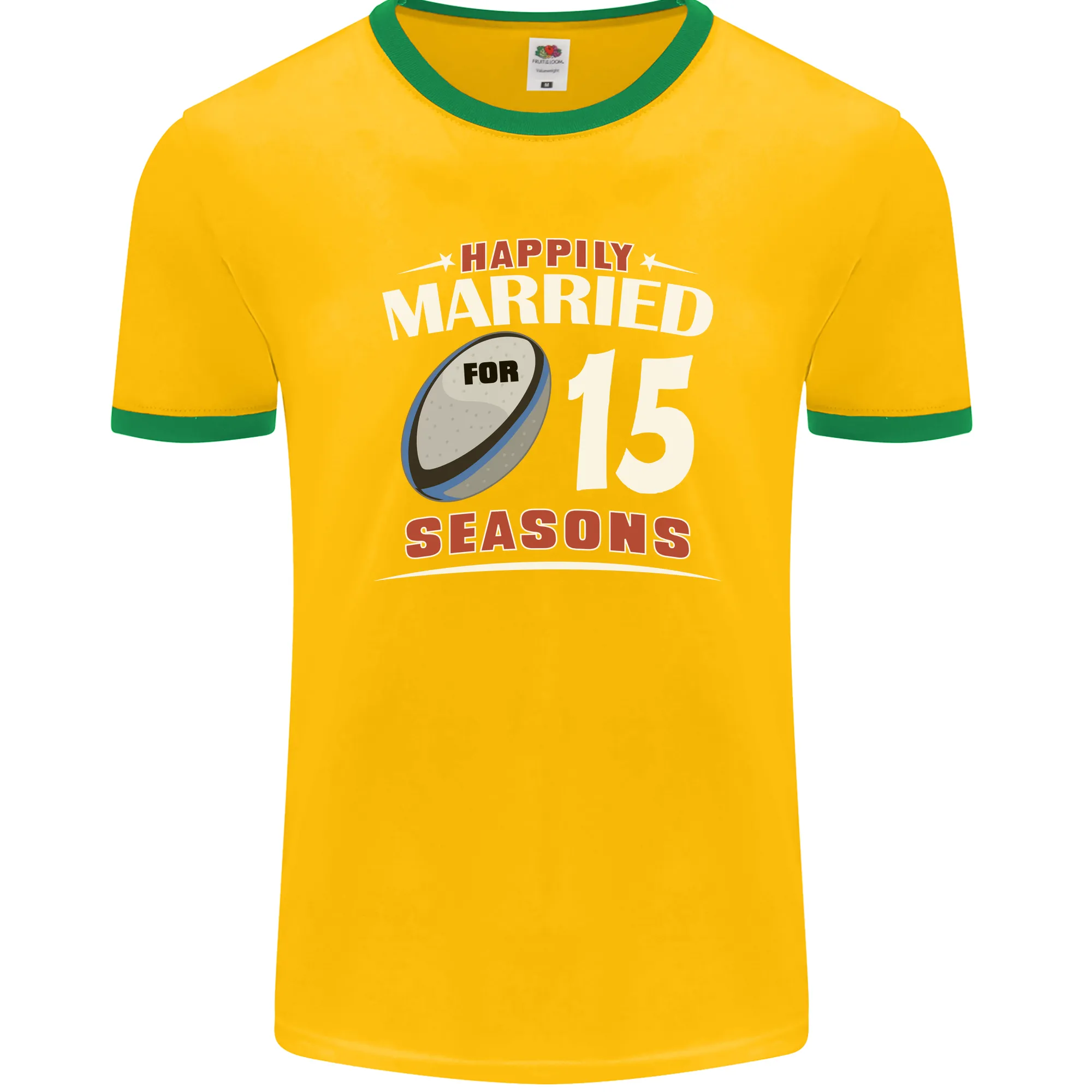 15 Year Wedding Anniversary 15th Rugby Mens Ringer T-Shirt FotL