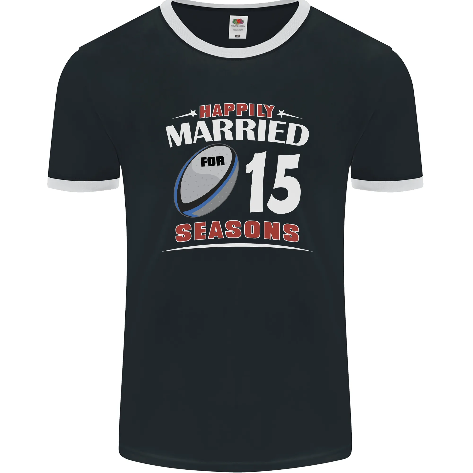 15 Year Wedding Anniversary 15th Rugby Mens Ringer T-Shirt FotL