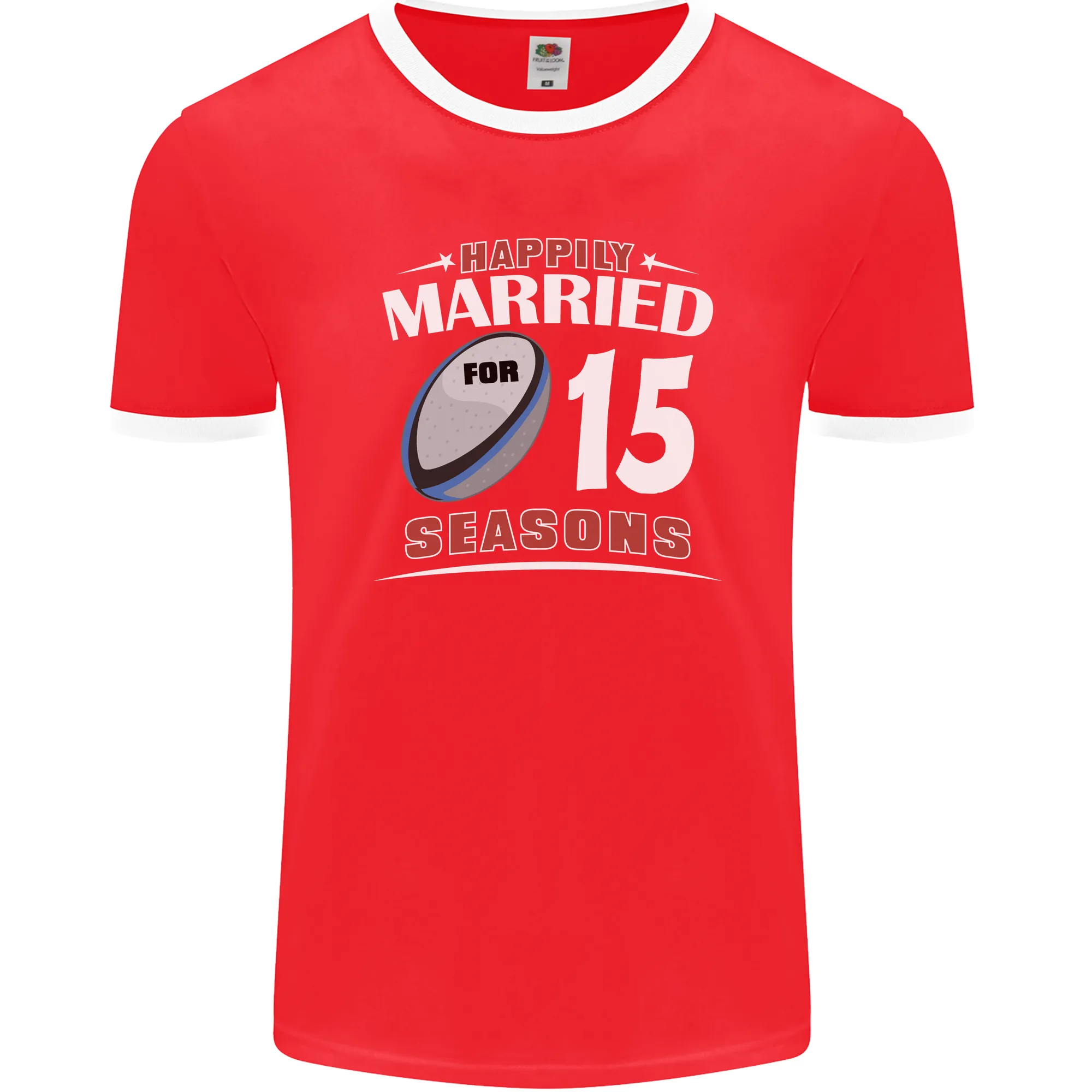 15 Year Wedding Anniversary 15th Rugby Mens Ringer T-Shirt FotL