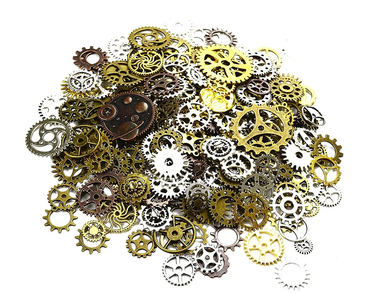 150 Grams Steampunk Gear Cog Charms for Jelwelry Making - Mixed Color