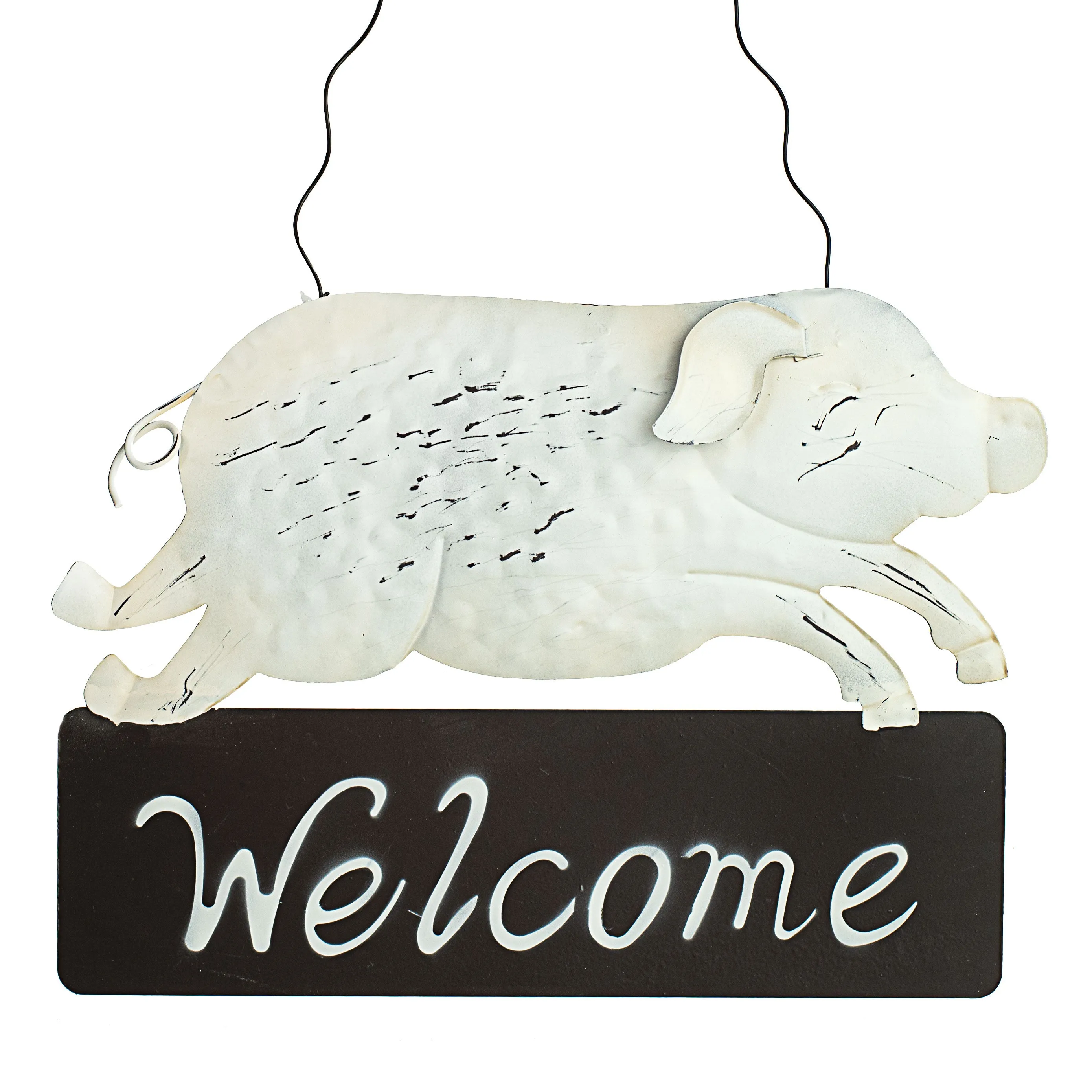 15" Piglet Welcome Metal Sign