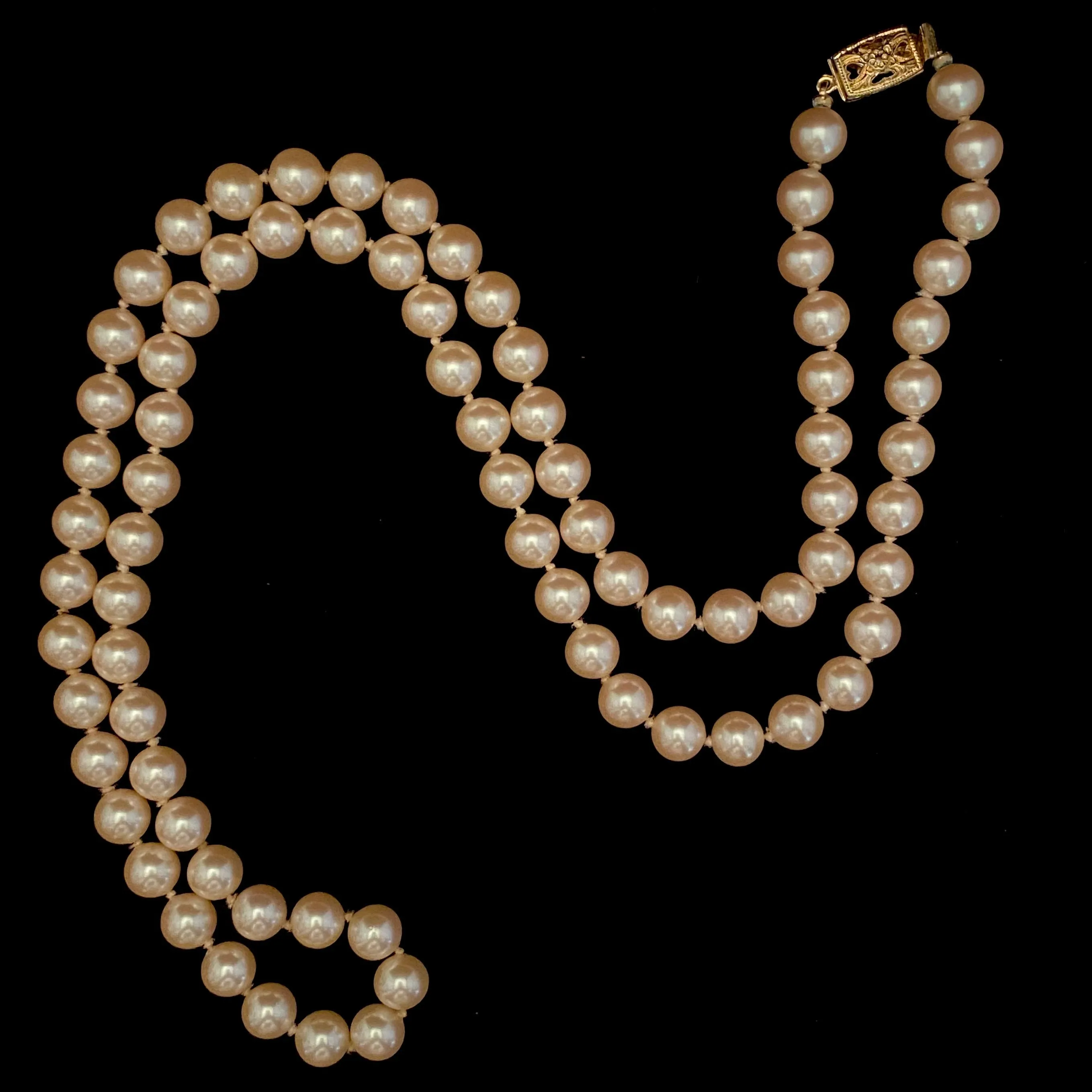 1980s Monet Hand Knotted Faux Pearl Necklace