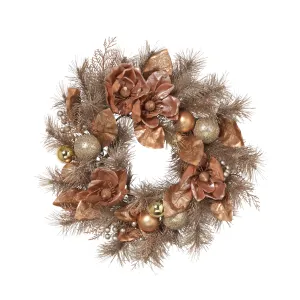 24 in. Champange Gold and Rose Gold Mangolia Wreath