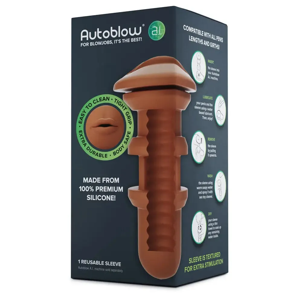 Autoblow Silicone Flesh Brown Mouth Sleeve Male Masturbator