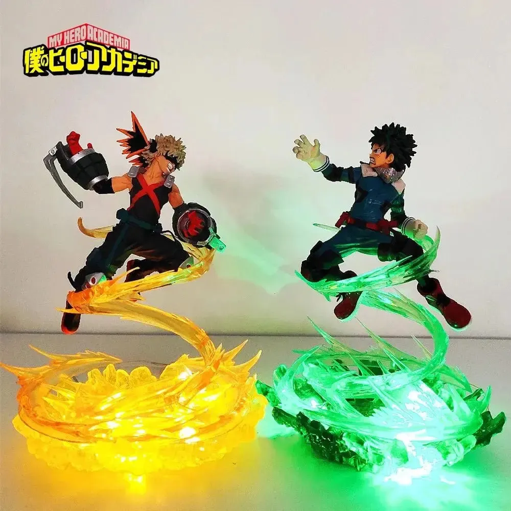 Bakugou Katsuki vs Midoriya Izuku Action Figures from My Hero Academia LED Toy