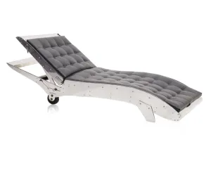 Black Leather Aluminum Frame Chaise Lounger