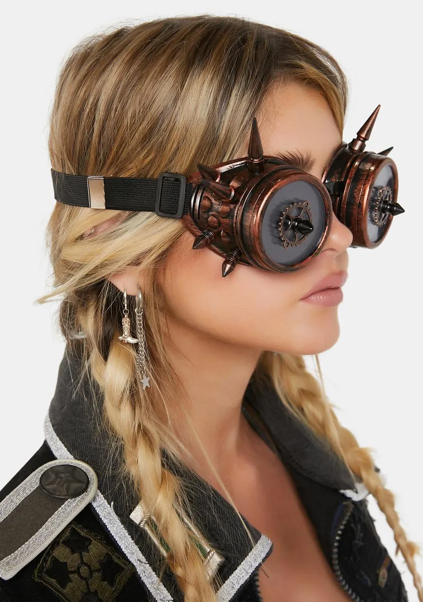 Bronze Gear Spiked Goggles