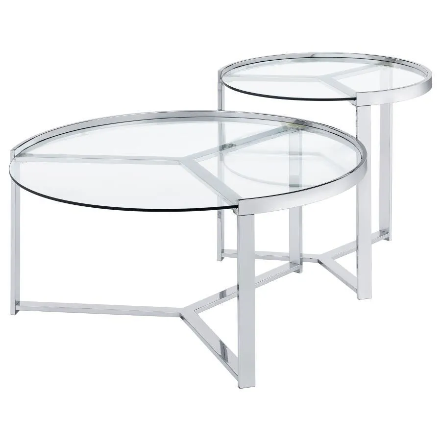 Delia - 2 Piece Round Glass Top Nesting Coffee Table