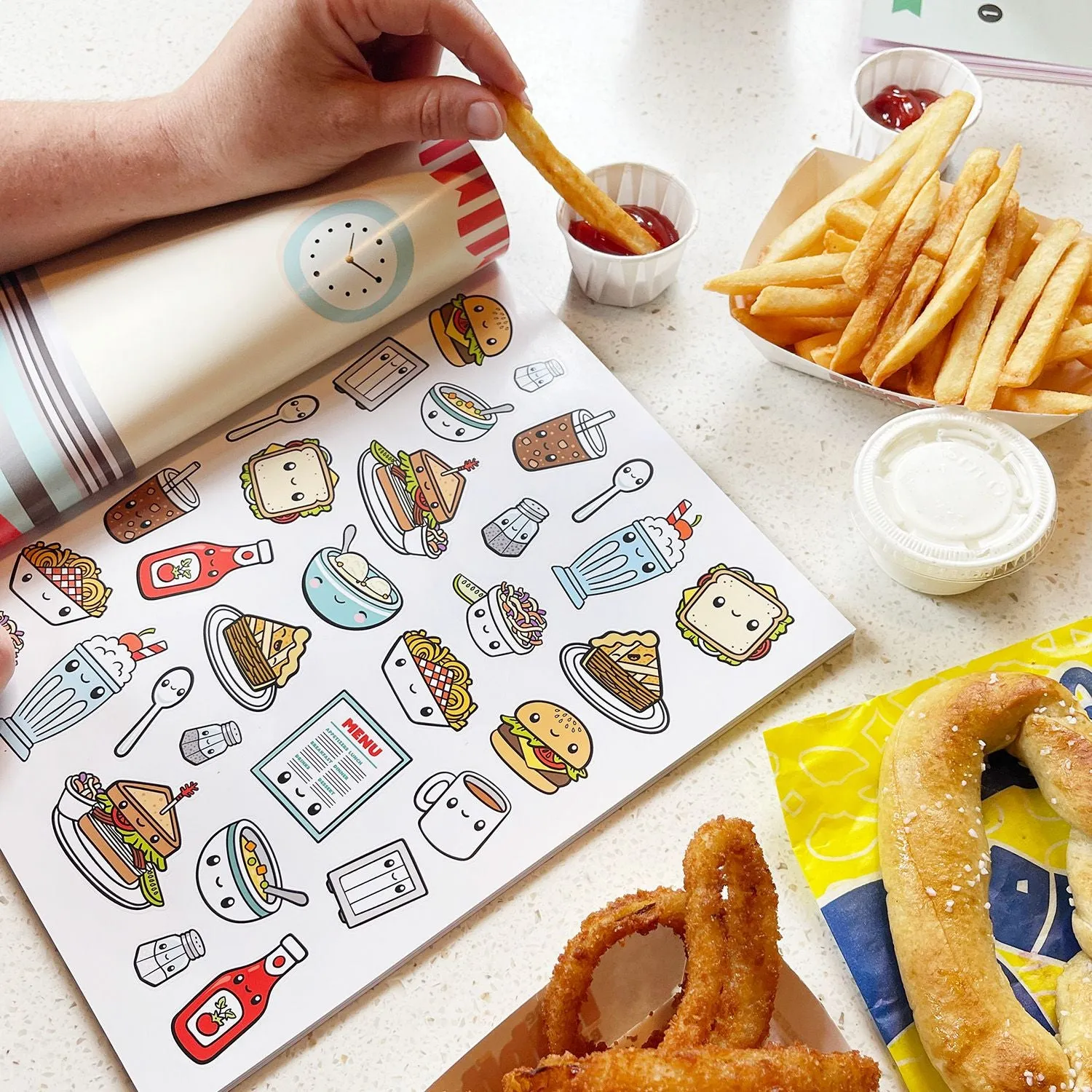 Draw-Along Food Sticker Book