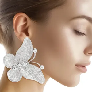 Elegant Butterfly Silver Drop Earrings - Trendy & Stylish Fashion Jewelry