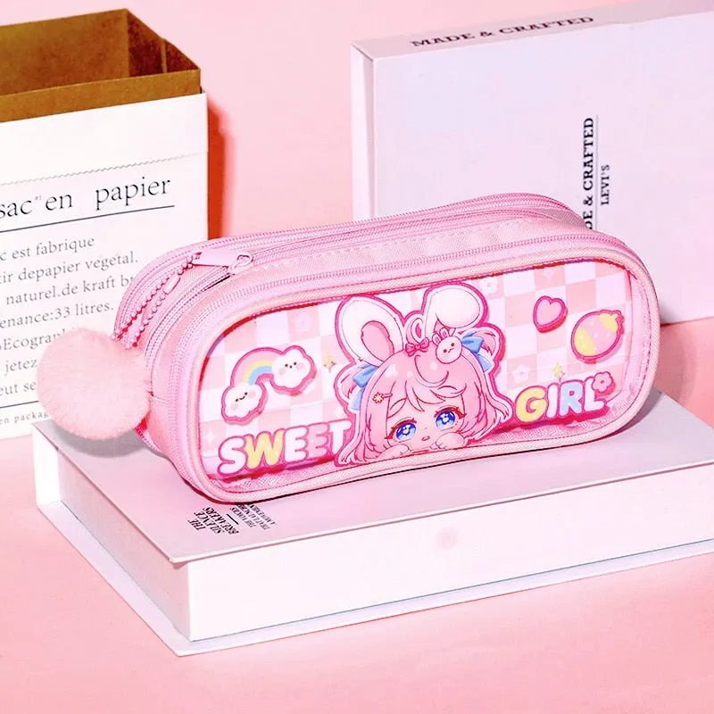 Kawaii Plaid Bunny Pencil Case