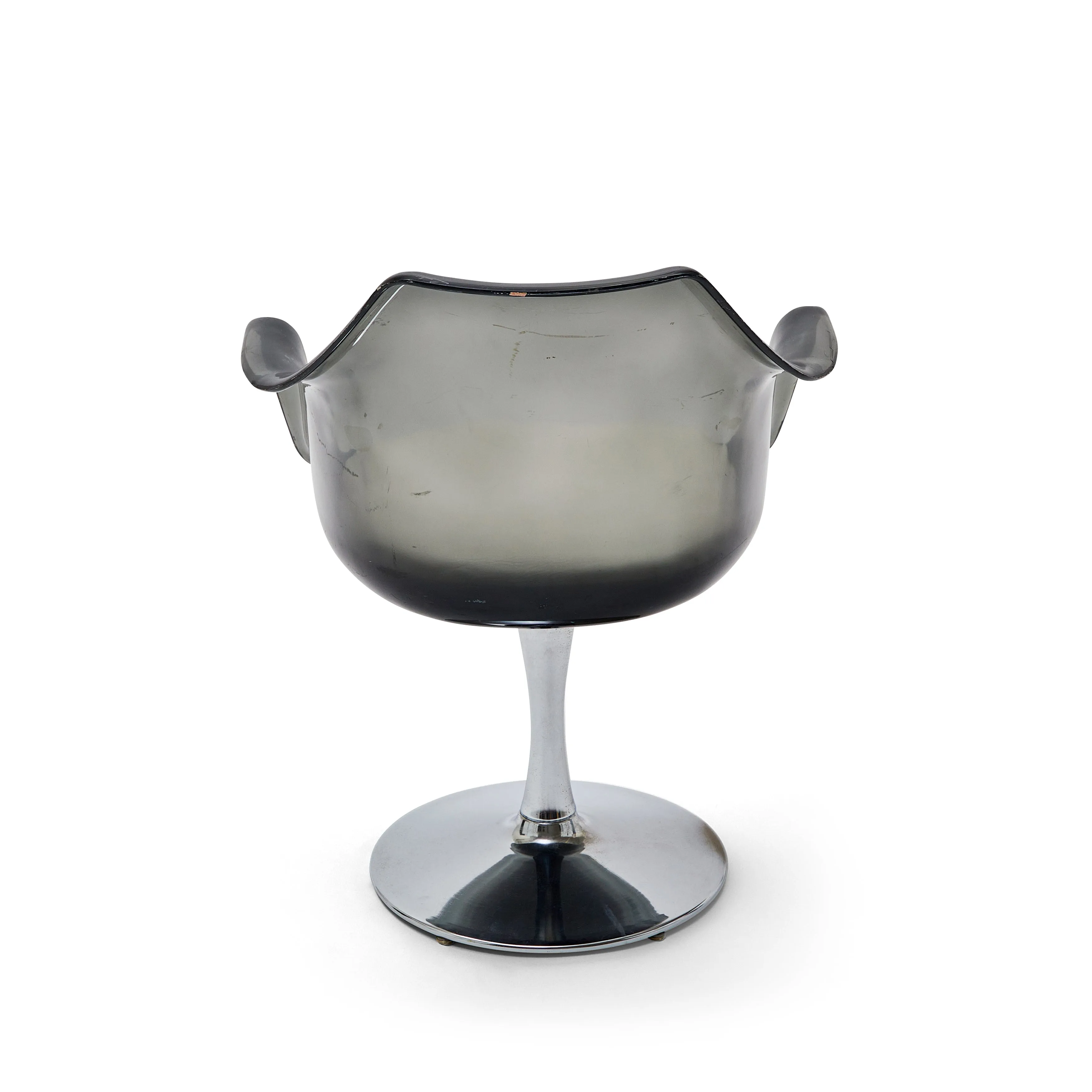 Lucite Grey & Chrome Tulip Chair