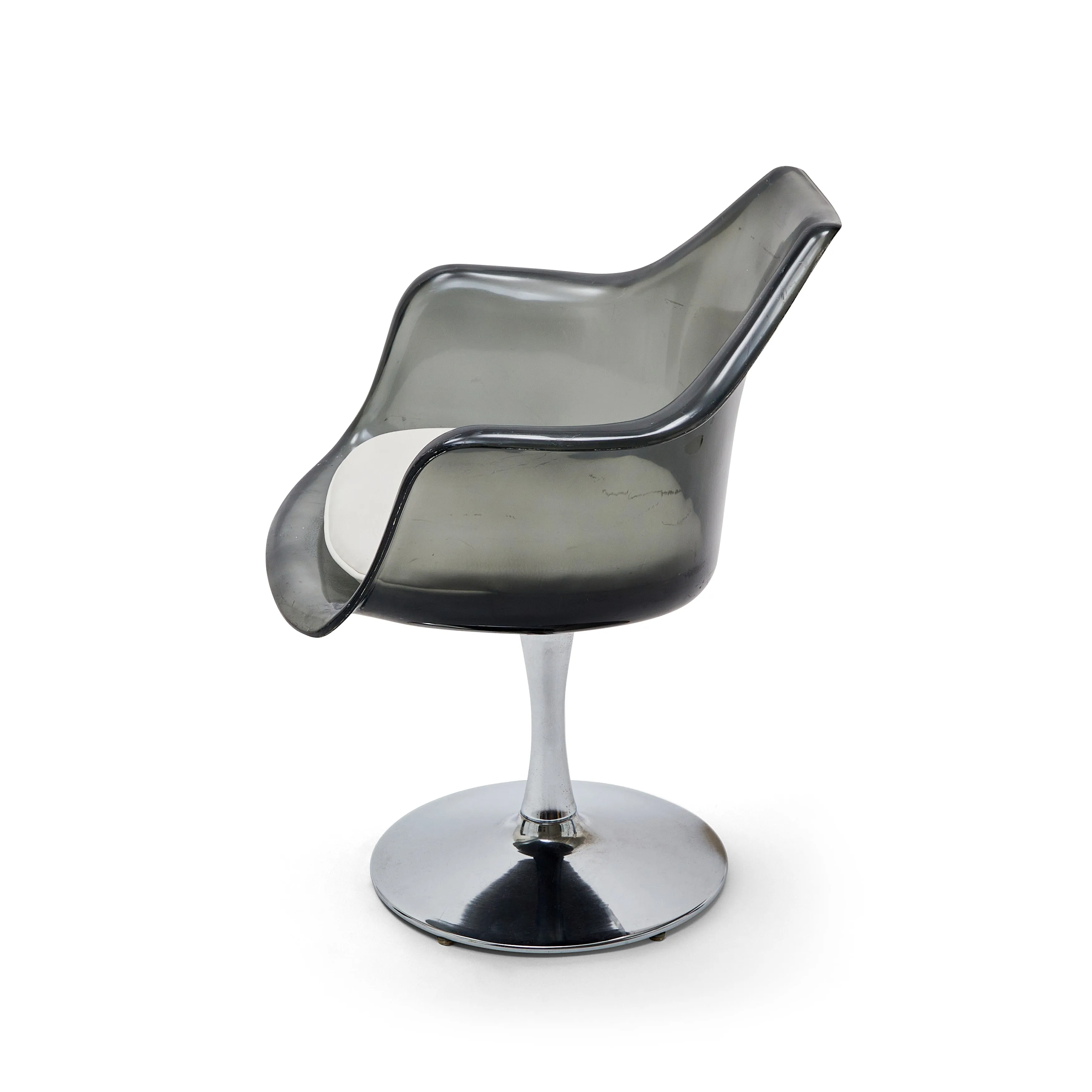 Lucite Grey & Chrome Tulip Chair