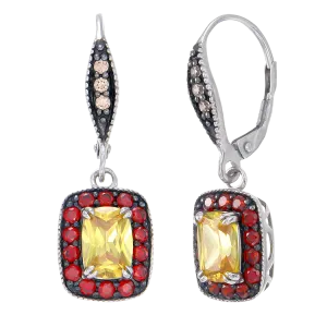 Luscious Vintage Inspired Yellow, Garnet and Champagne Drop Earrings