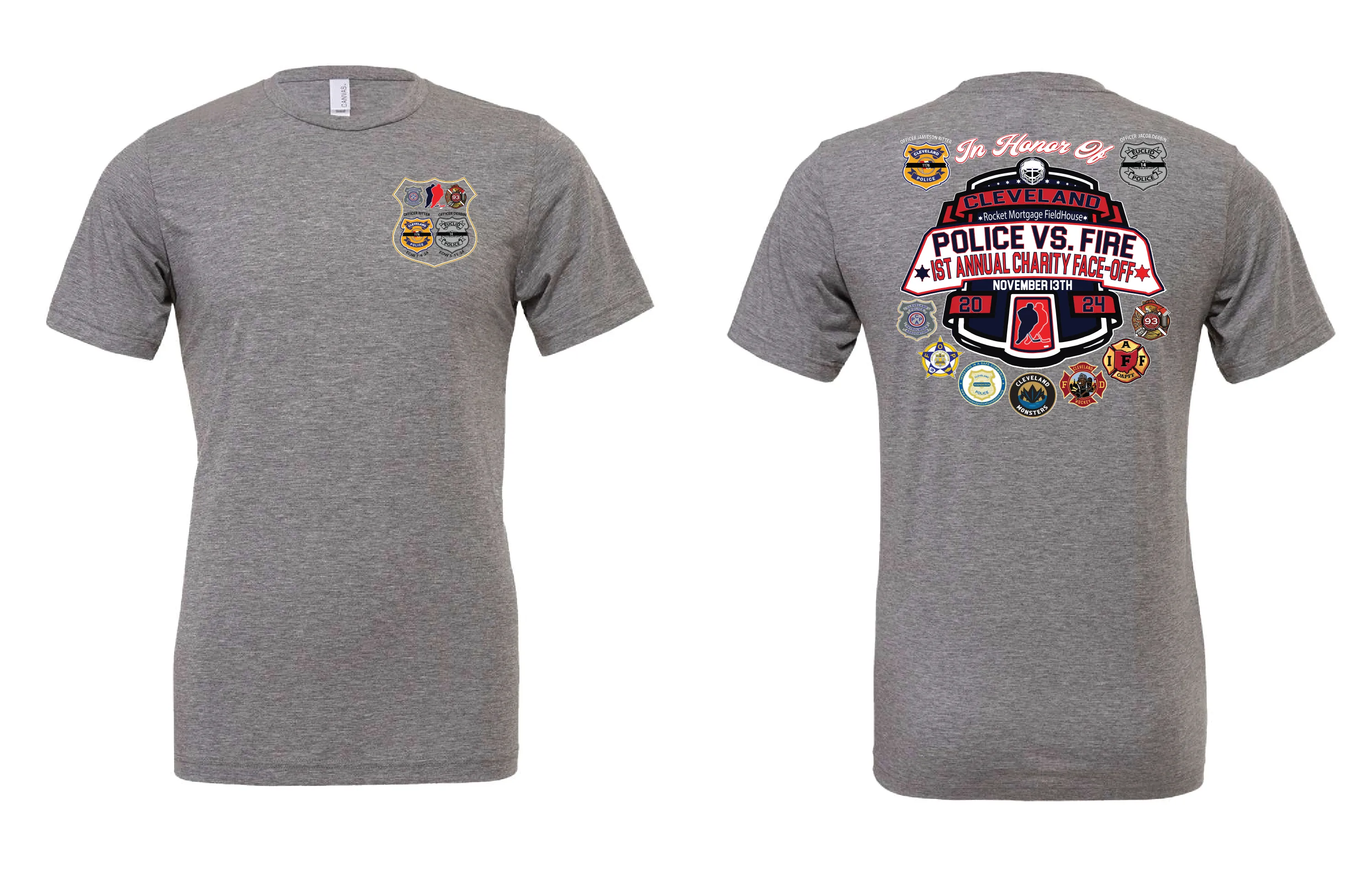 "Cleveland Police - Fire Hockey Shirts" on Gray