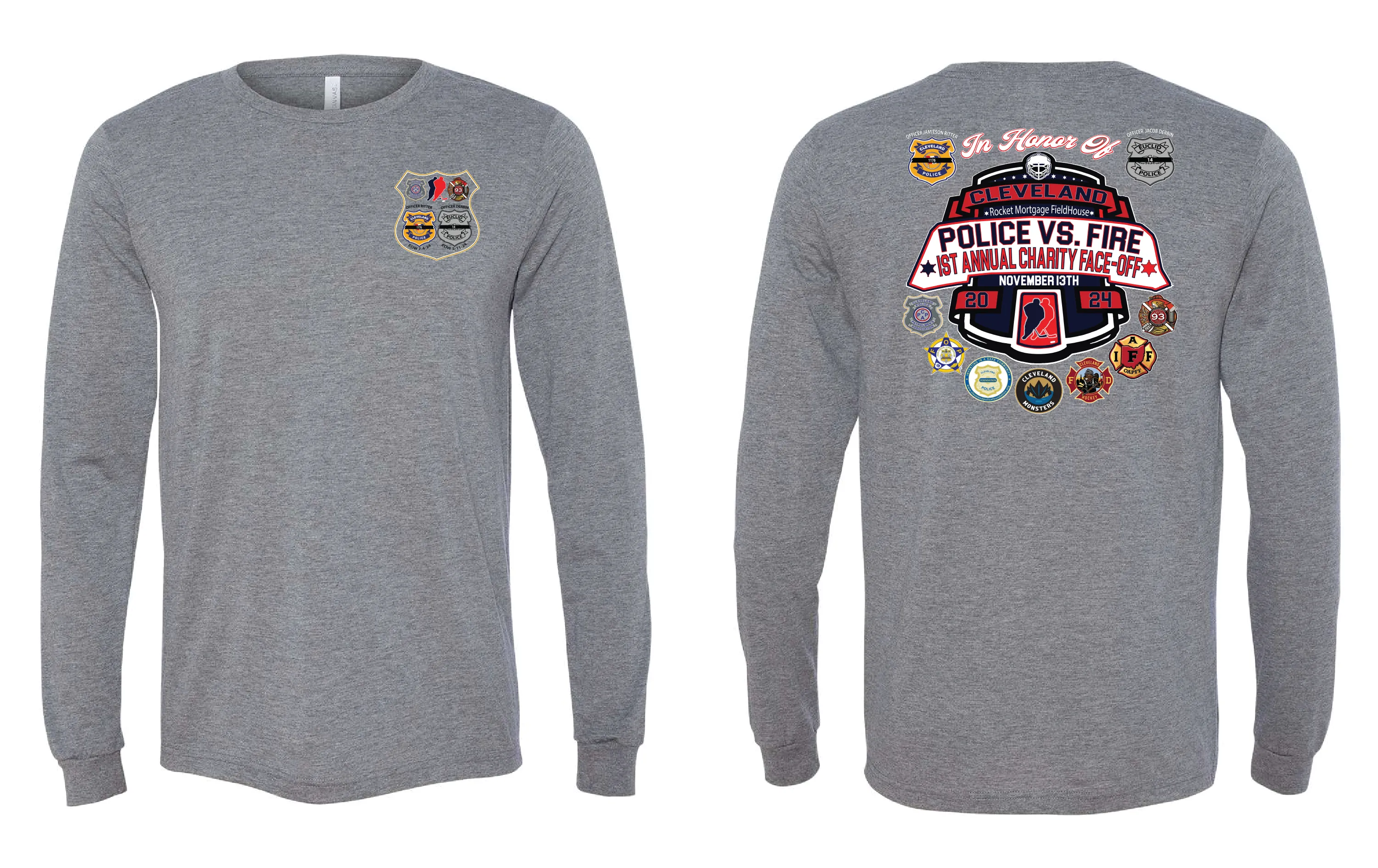 "Cleveland Police - Fire Hockey Shirts" on Gray