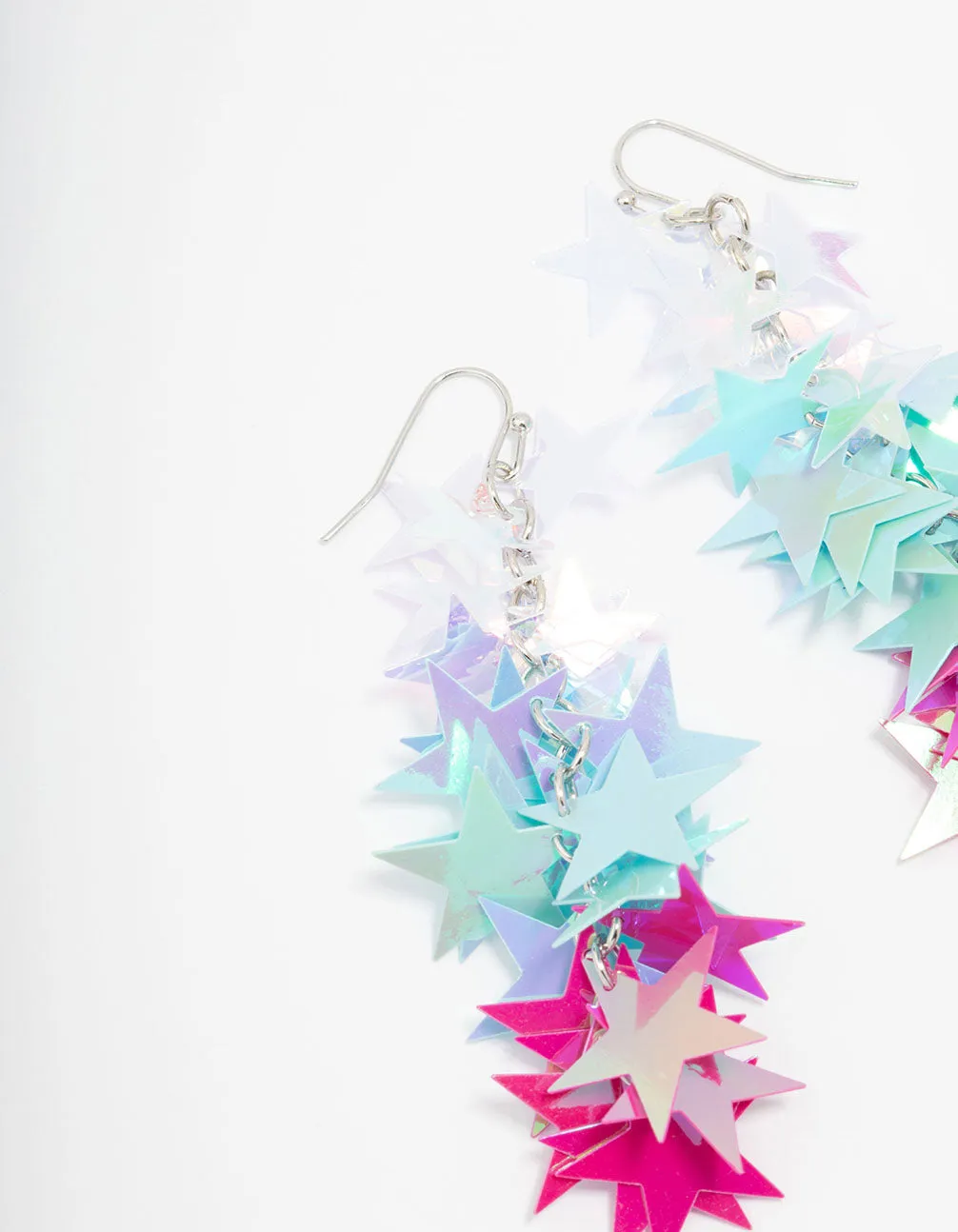 Rainbow Star Cluster Drop Earrings