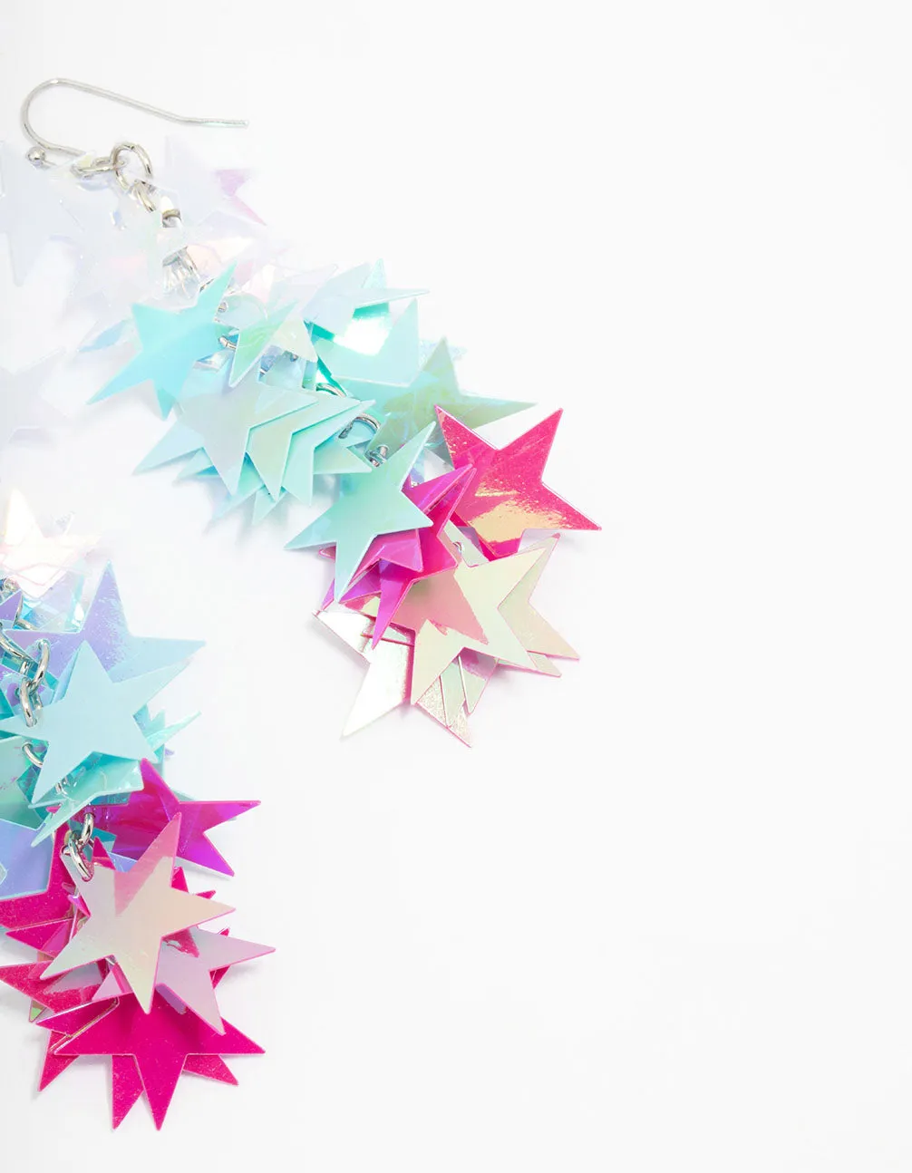 Rainbow Star Cluster Drop Earrings