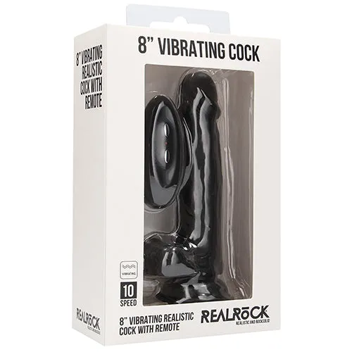 Real Rock 8" vibrating dildo with balls and remote