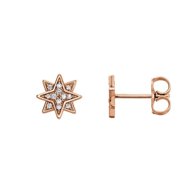 SAMPLE SALE- Solid Gold Star Diamond Earrings - Conflict free natural diamonds in a white gold cluster antique star earring design