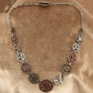 Single Chain Steampunk Gears Necklace