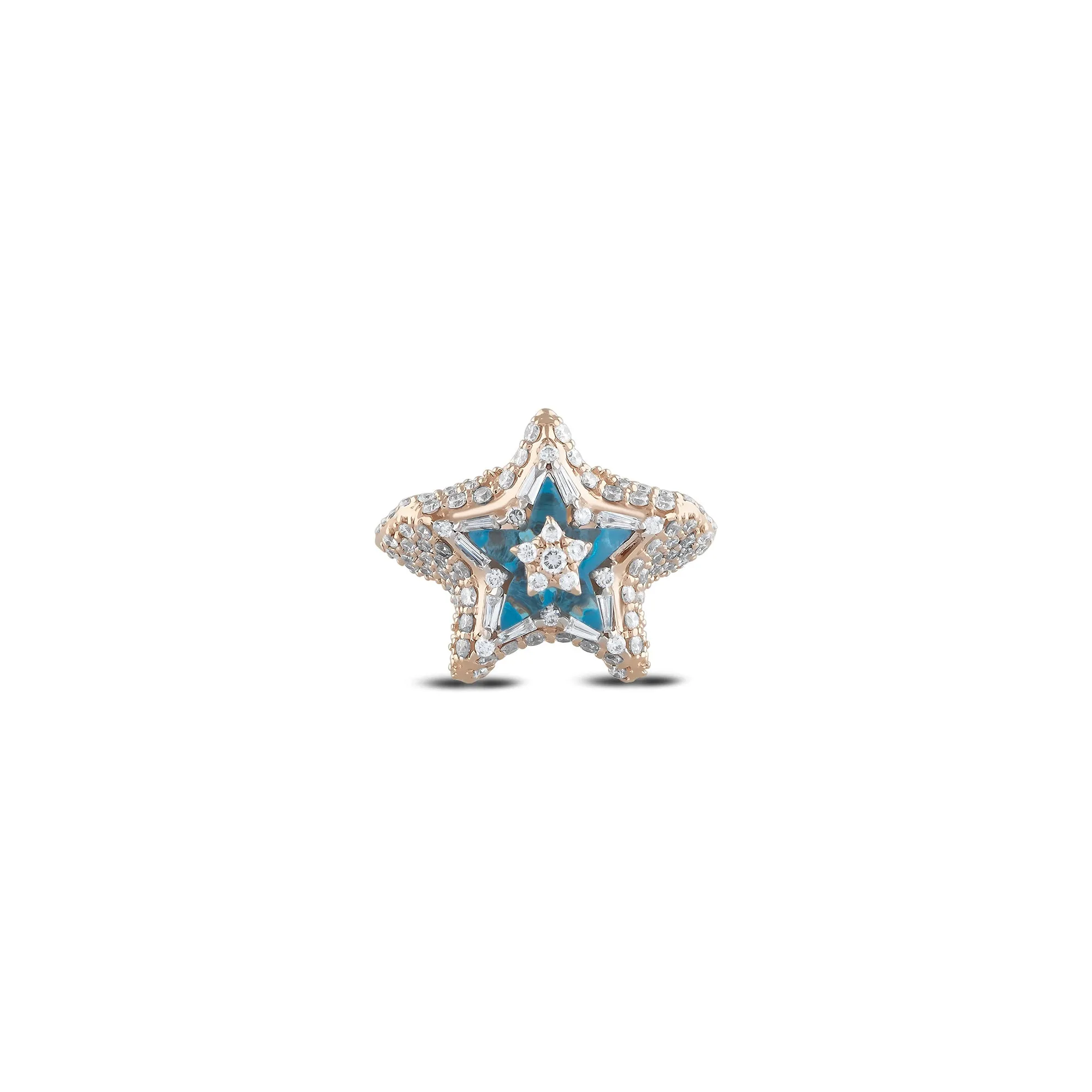 SIRIUS STAR BLUE TOPAZ FULL DIAMOND RING