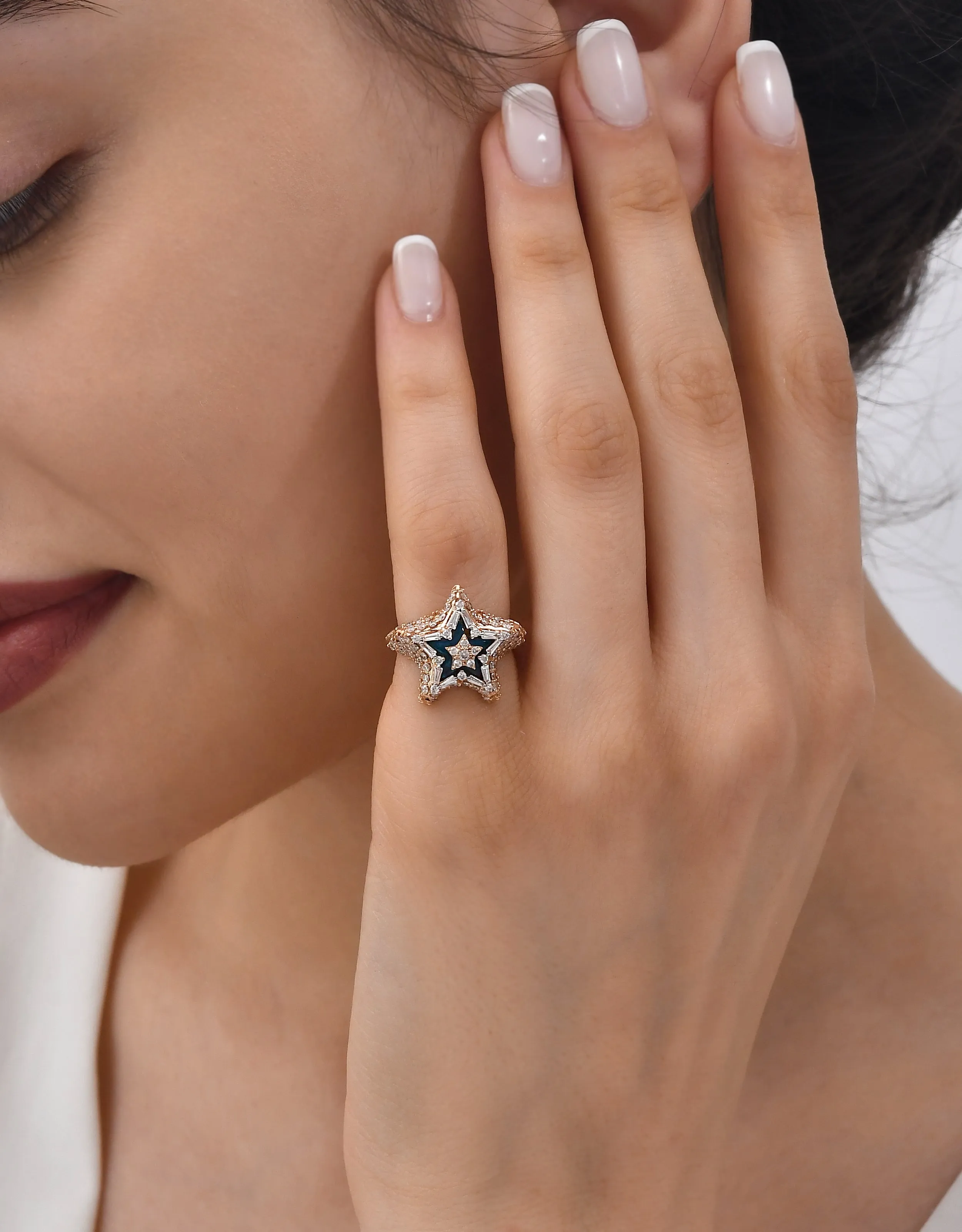 SIRIUS STAR GOLD DIAMOND PINKY RING