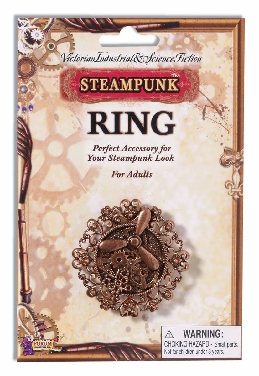 Steampunk Copper Propeller & Gears Costume Ring