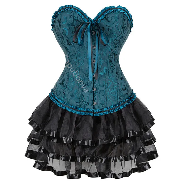 Steampunk Gothic Corset Skirt Burlesque Dress Costume Set