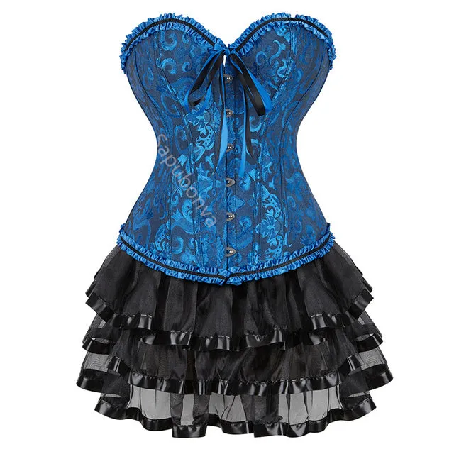 Steampunk Gothic Corset Skirt Burlesque Dress Costume Set