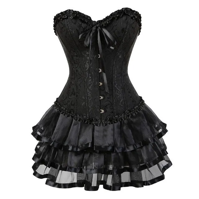 Steampunk Gothic Corset Skirt Burlesque Dress Costume Set