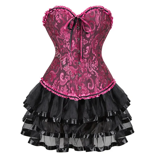 Steampunk Gothic Corset Skirt Burlesque Dress Costume Set