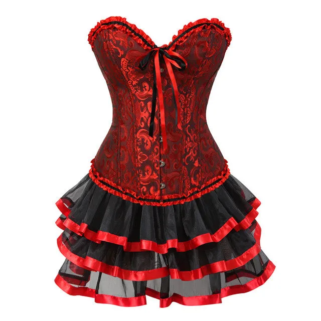 Steampunk Gothic Corset Skirt Burlesque Dress Costume Set