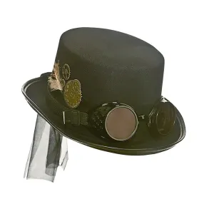 Steampunk Hat with Goggles Victorian Retro 80s Fancy Dress