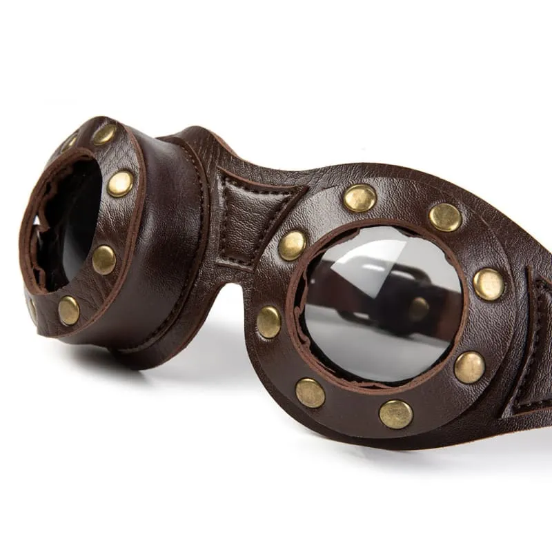 Steampunk Industrial Retro Leather Studded Goggles for your Look