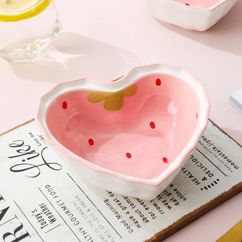 Strawberry Heart Cereal Bowl & Spoon