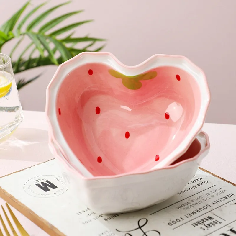 Strawberry Heart Cereal Bowl & Spoon