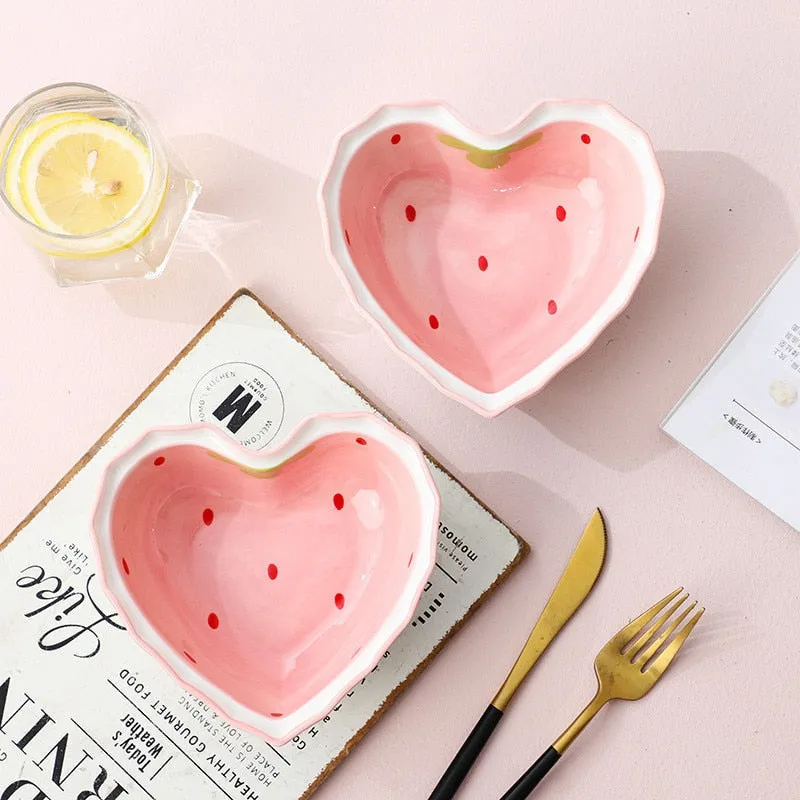 Strawberry Heart Cereal Bowl & Spoon