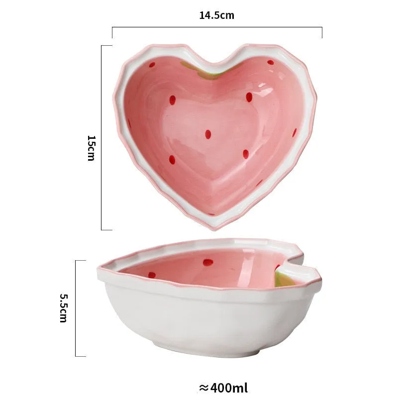 Strawberry Heart Cereal Bowl & Spoon