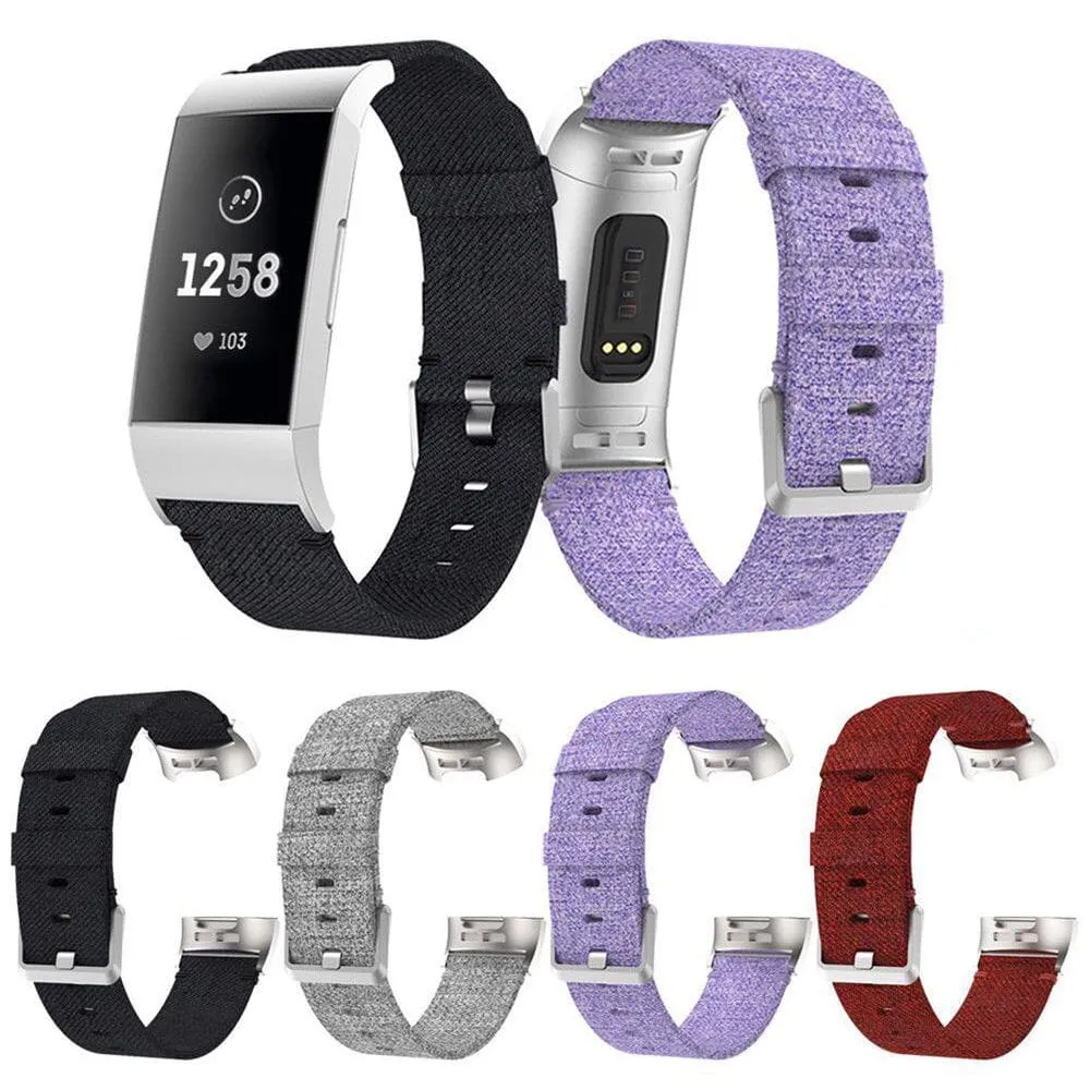 Stylish Canvas Watch Straps Compatible with the Fitbit Charge 3 & Charge 4