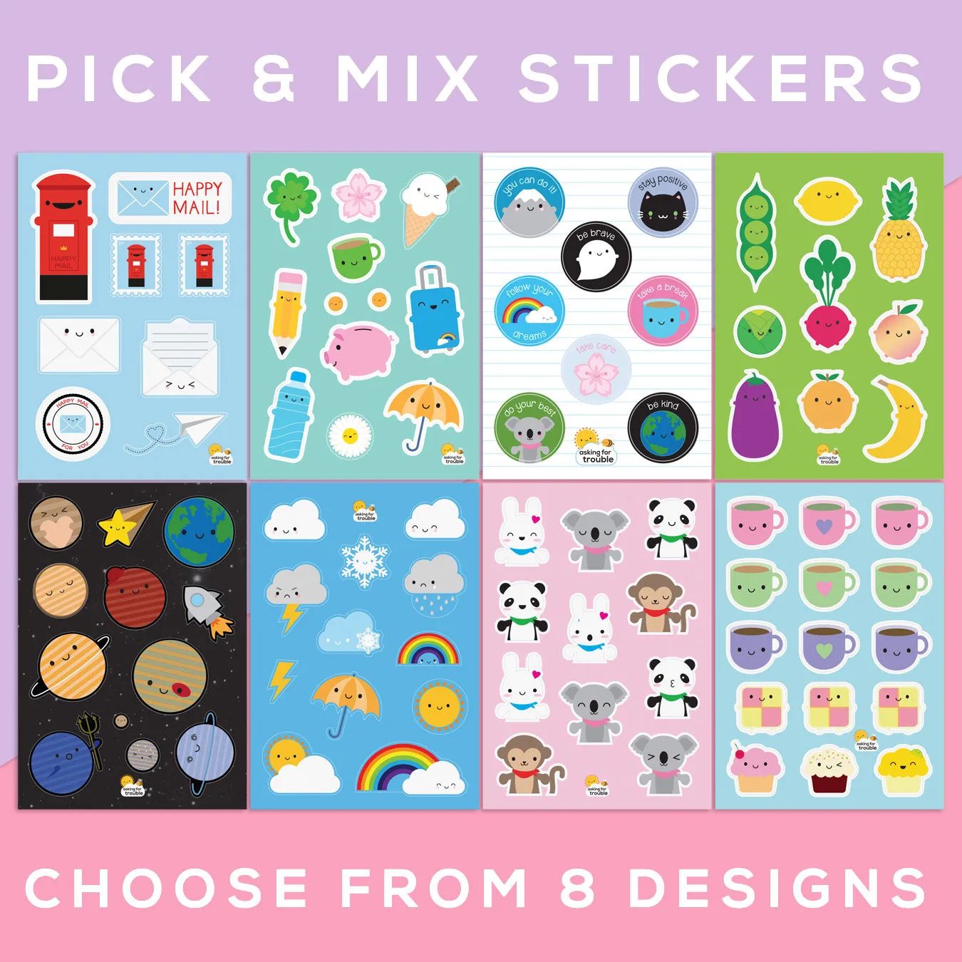 Super Cute Kawaii Animals Sticker Sheets