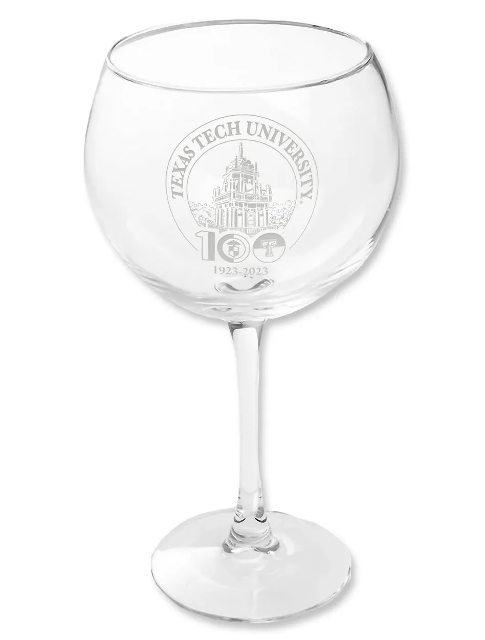 Texas Tech "100th Anniversary" 18 oz Crystal Wine Glass