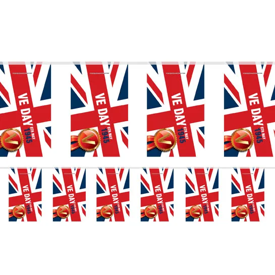 VE Day Union Jack Flag Paper Bunting Decoration - 2.4m